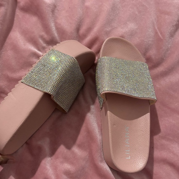 Pink shimmer Platform Slides - Picture 4 of 4